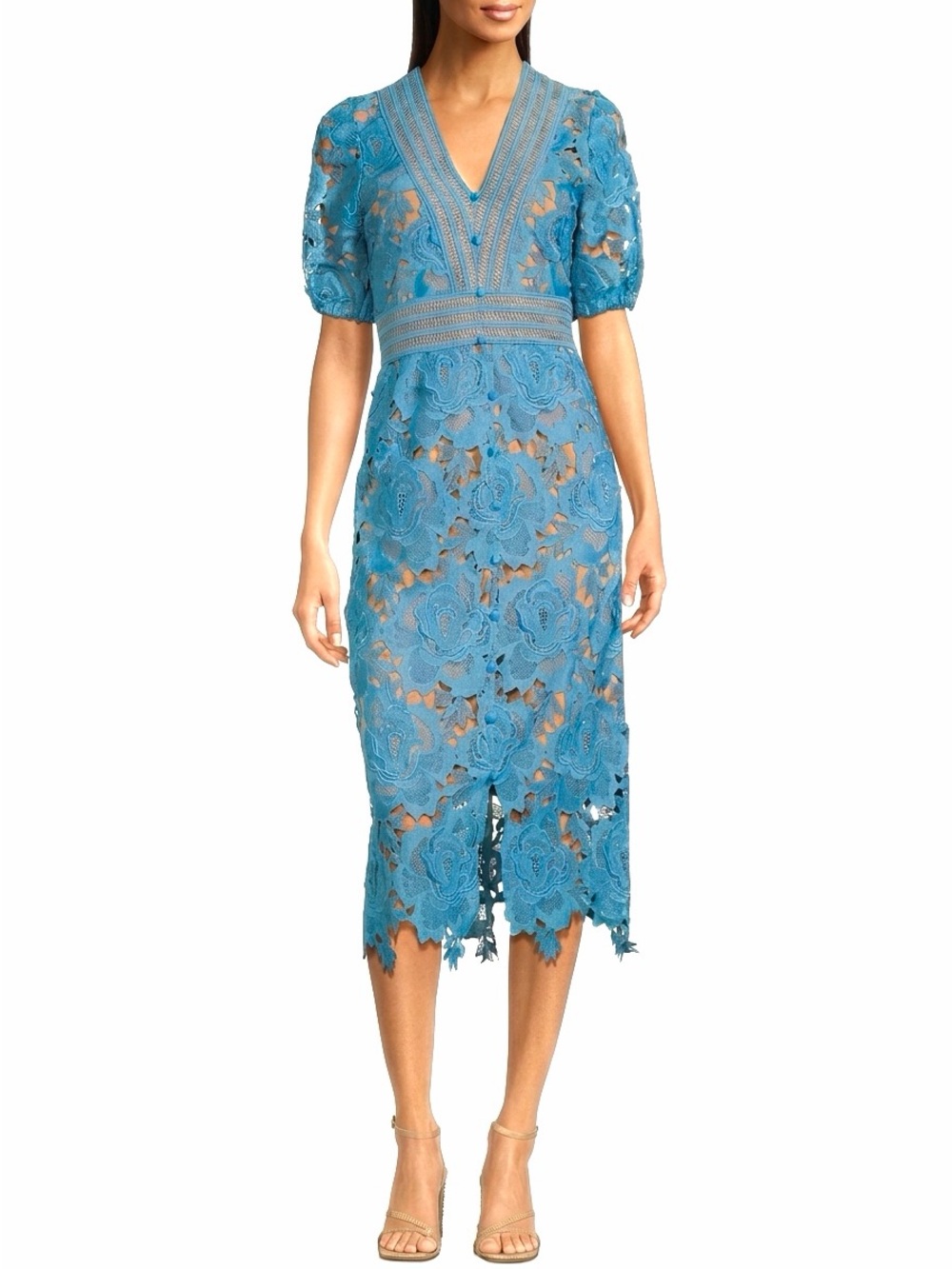 Adelyn Rae Adrian Crochet Midi Dress
